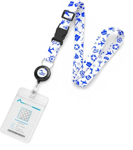 Vista 25 de Cordón de barco de crucero, con cordón de identificación ajustable con cierre desmontable, soporte impermeable para tarjetas de identificación