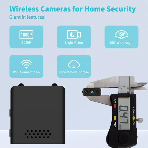 Vista 2 de Mini cámara de seguridad para interiores 2025 con WiFi 1080P Micro HD con gran angular, almacenamiento en la nube y SD, visión nocturna, cámaras