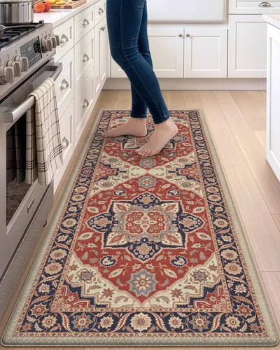Vista 29 de DEXI Alfombrillas de cocina acolchadas antifatiga, 24 x 87 pulgadas, color Beige claro
