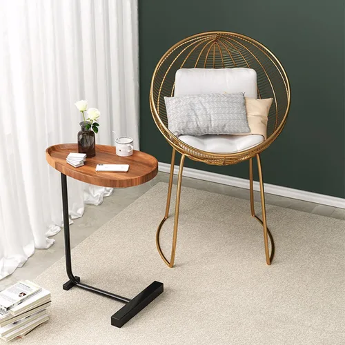 Vista 3 de Mesa auxiliar en forma de C, mesa auxiliar pequeña en C para sofá y mesita de noche, mesas auxiliares de sofá que se deslizan debajo, mesa auxiliar