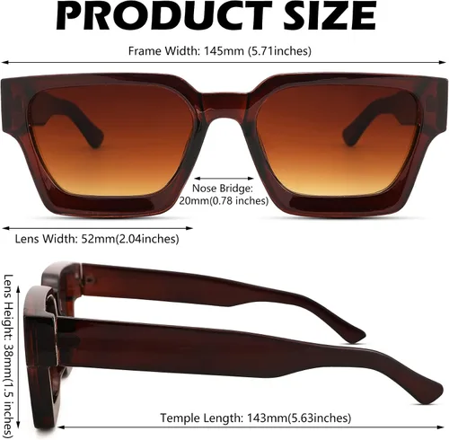Vista 7 de Lentes de sol cuadrados retro para hombres y mujeres, marco grueso, rectangulares, gruesos