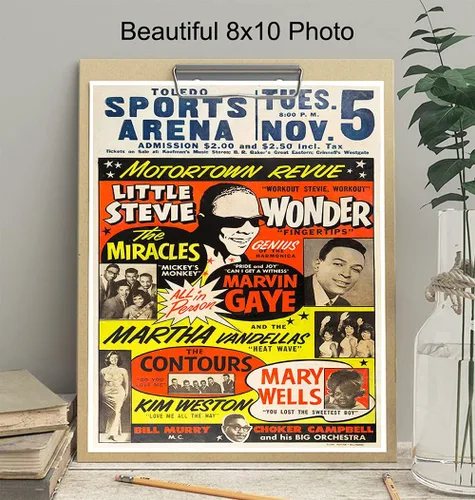 Vista 4 de Motown Black Music - Arte de pared afroamericano - Arte negro - Cultura afroamericana - Historia - Stevie Wonder, carteles de concierto de Marvin