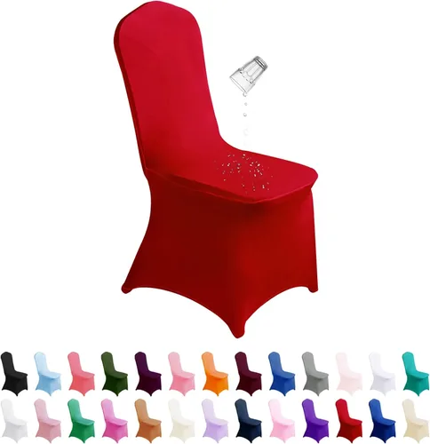 Vista 28 de SUPERO Funda impermeable de poliéster y elastano para silla (100 unidades, color negro) - Fundas elásticas para sillas de comedor, protector