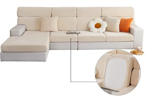 Vista 15 de Fundas de cojín de terciopelo para sofá, funda de cojín de alta elasticidad universal para sofá de 4/3/2/1 plazas, protector de muebles Beige