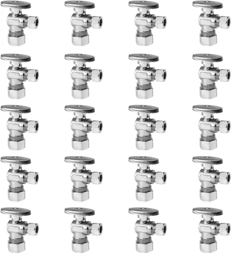 Vista 13 de EFIELD Válvula de parada angular de 1/2" nominal (5/8" OD) Compresión x 3/8" OD, 1/4-Turn, Certificado UPC, (VALVE116)