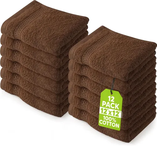 Vista 11 de Paños Utopia Luxury de 100% algodón ringspun y de cuidado fácil para máxima suavidad y absorción. Paquete de 12 (13 in x 13 in) Highly Absorbent