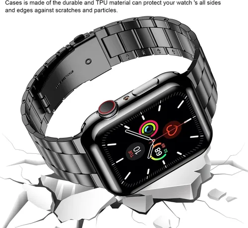 Vista 4 de Wolait Compatible con Apple Watch Band de 1.929 in 1.811 in 1.772 in 1.732 in 1.654 in 1.496 in 1.575 in 1.614 in, correas de acero inoxidable