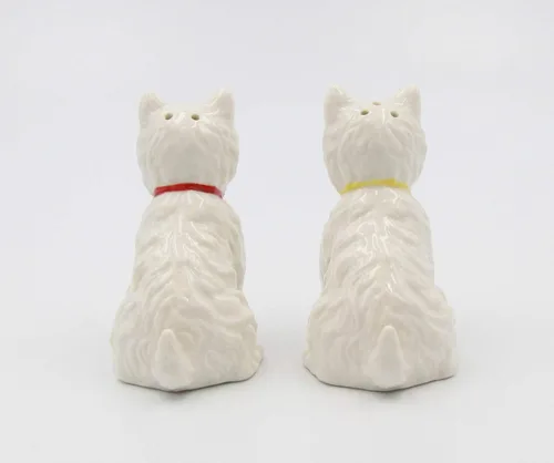 Vista 4 de Juego de salero y pimentero de cerámica de porcelana fina West Highland White Terrier Western Terrier Westie Dog Shamrocks Salero y Pimentero, 2-7/8