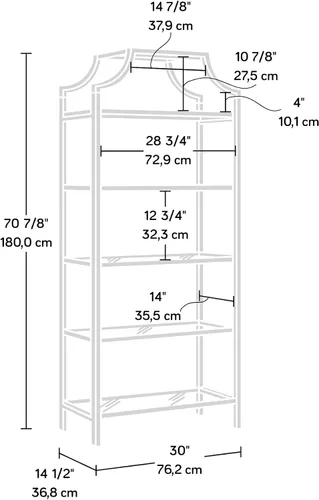Vista 9 de Sauder International Lux - Estantería para libros, acabado dorado satinado