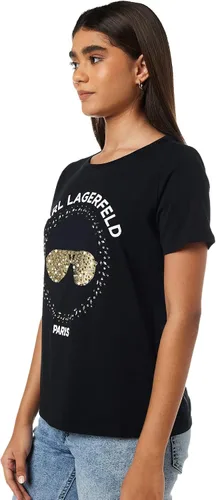Vista 3 de Karl Lagerfeld Paris Camiseta de manga corta con lentejuelas para mujer