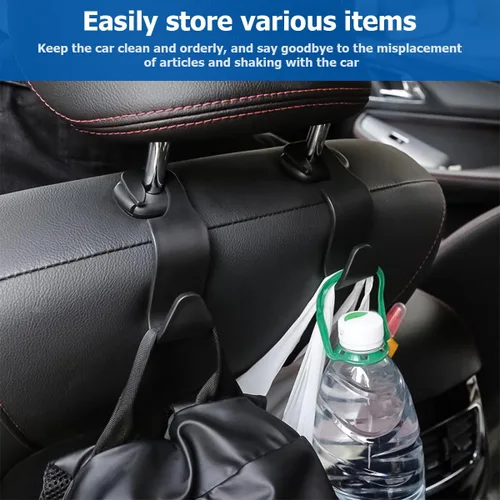 Vista 6 de 4 ganchos para reposacabezas de asiento de coche, soporte de colgador para asiento trasero, organizador de vehículo universal y elegante