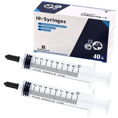 Vista 9 de Paquete de 50 jeringas de plástico azul de 0.0 fl oz con tapas para laboratorios científicos, medición de líquidos, riego, recarga, oral, mascotas