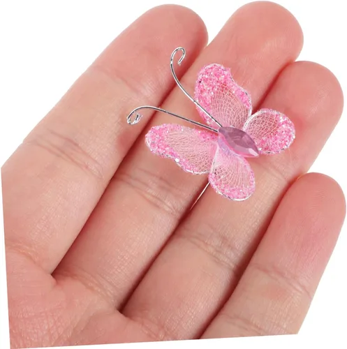 Vista 5 de NUOBESTY 50 alas de nailon de organza con purpurina de malla con purpurina para decoración de mariposas, gema decorativa con purpurina para mesa
