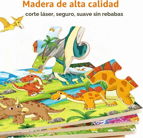 Vista 3 de Rompecabezas para niños de 4 a 6 años, 4 a 8 años, rompecabezas de madera de 48 a 60 piezas para niños pequeños que aprenden rompecabezas educativos