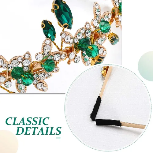 Vista 6 de JEAIRTS Diadema de diamantes de imitación verde esmeralda, accesorios para el cabello para mujer