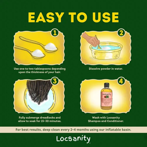 Vista 5 de Locsanity Detox para el cuero cabelludo de rastas - Polvo de limpieza profunda para rastas, acondicionador limpiador - Limpiador natural