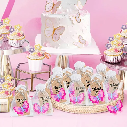 Vista 5 de CiciBear Paquete de 24 llaveros de mariposa para decoración de fiesta para invitados, fiesta temática de mariposas, baby shower, fiesta escolar