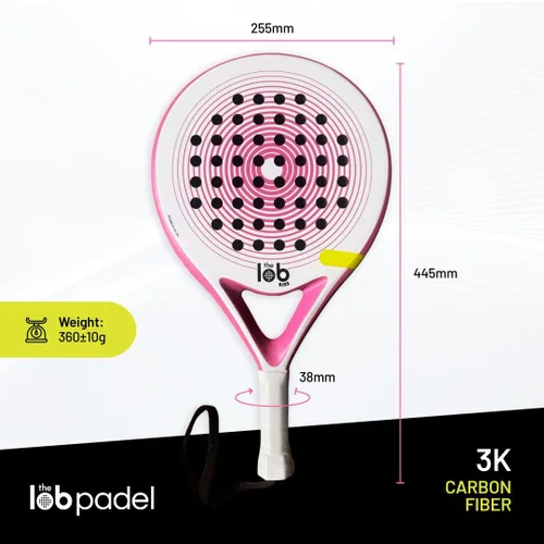 Vista 4 de Raqueta de pádel de fibra de carbono 3K para niños Forma redonda para control Ligera y de gran potencia Pala Padel para niños Raqueta