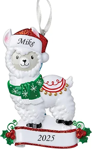 Vista 6 de Adorno de Navidad personalizado 2025 para niños, nombre personalizado y recuerdo de vacaciones del año, decoración de árbol de Navidad con bonito