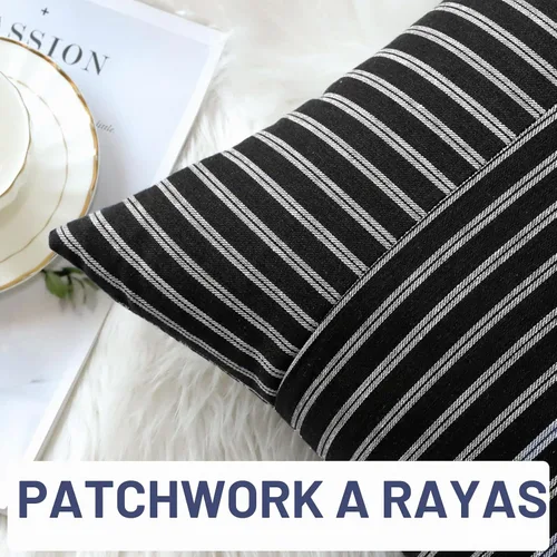 Vista 8 de OTOSTAR Paquete de 2 fundas de almohada a rayas con retazos de estilo campestre, fundas de cojín modernas para decoración del hogar, fundas