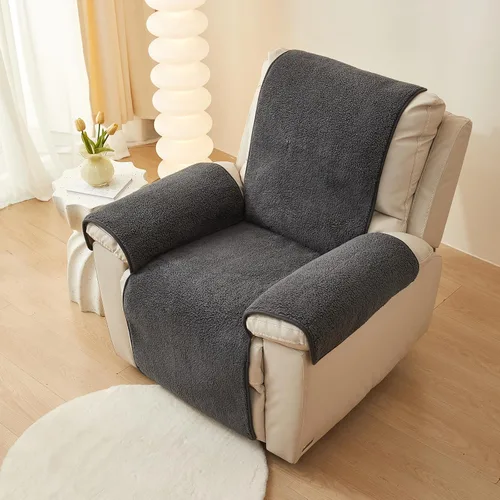 Vista 11 de vctops Funda para silla reclinable de vellón sherpa, súper suave y cálida, protector de muebles antideslizante, lavable, funda para silla reclinable