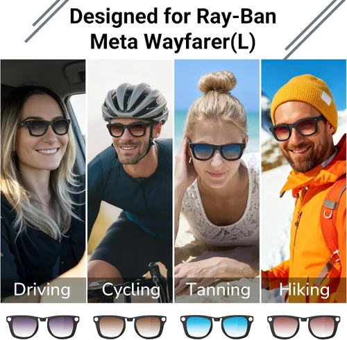 Vista 7 de HiBloks Transition/Gradient Polarized Clip-On Lens for RayBan Meta Wayfarer UV Protection Clip-On Lenses Matte/Shiny Accessories for Ray-Ban Meta