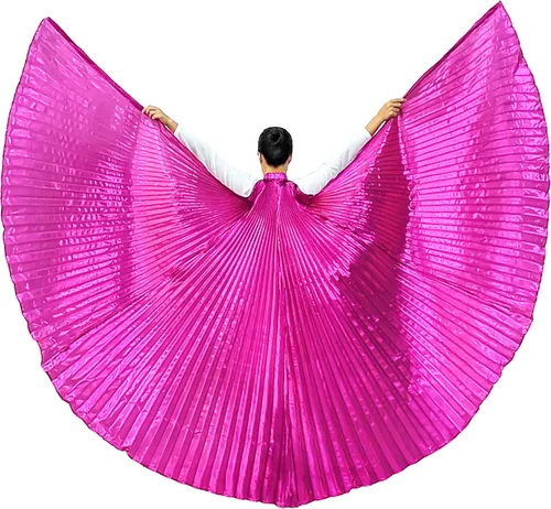 Vista 20 de Wuchieal Disfraz de danza del vientre de 2 palos y coak de ángel para mujer 0#amarillo-rojo-azul