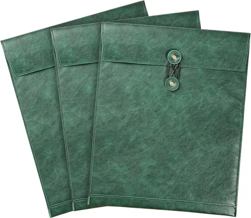 Vista 15 de Carpeta de Archivos de Cuero PU Negro, Organizador de Archivos con Cierre de Presión, Carpeta de Documentos Importantes, Organizador de Documentos