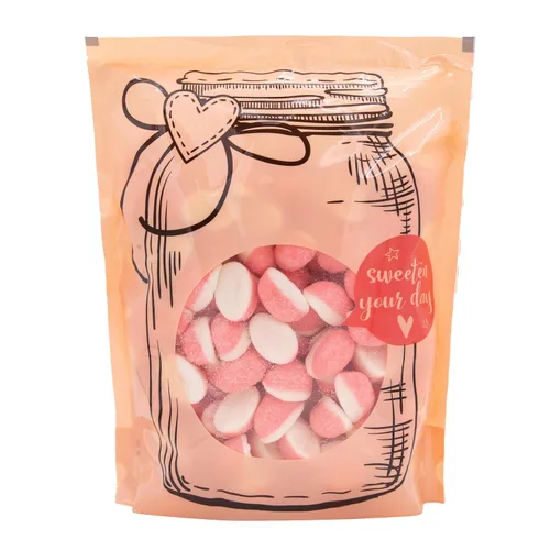 Vista 7 de Caramelos de gomita hinchables de fresa - Paquete a granel de 2 libras (aproximadamente 110 unidades) Dulces rosados Gomitas de fresa para revelar