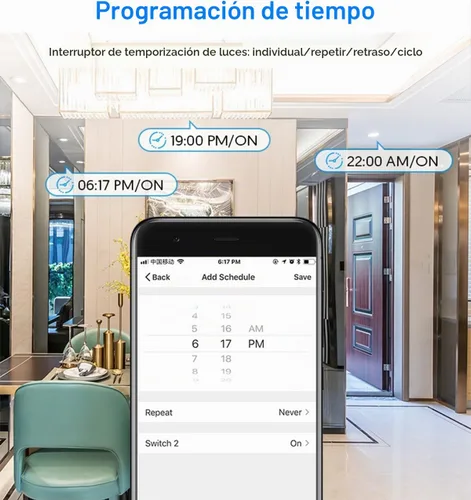 Vista 5 de Nexete Interruptor de luz inteligente, interruptor táctil de un solo polo Wi-Fi de 2.4 GHz, control de voz con temporizador y aplicación Smart Life