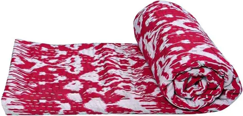 Vista 3 de Edredón Kantha de algodón con estampado indio de Ikat, hecho a mano Kantha, funda de cama de algodón cosida a mano Gudari, manta bohemia Kantha Negro