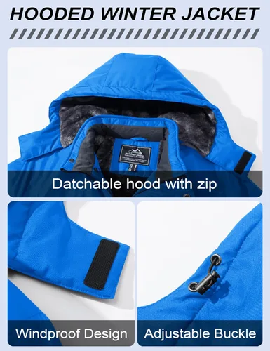 Vista 4 de MAGCOMSEN - Abrigos de invierno para hombre, impermeables, con forro polar, parka, con capucha, para esquiar, senderismo, trabajo