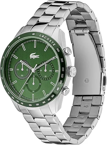Vista 2 de Lacoste Reloj Boston de cuarzo para hombre con correa de acero inoxidable, plata, 20 (Modelo 2011080), Plateado, Reloj de cuarzo