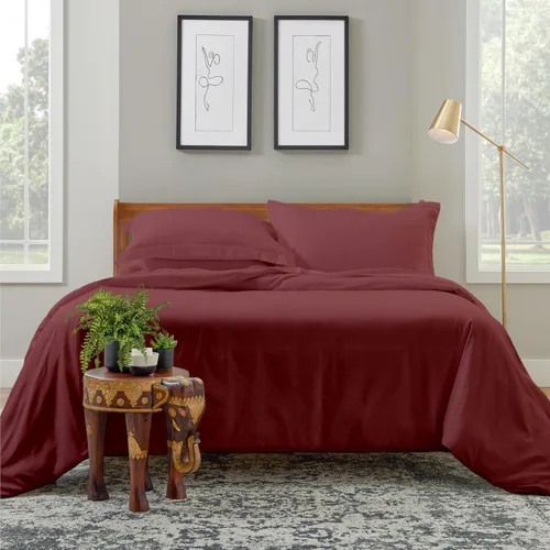 Vista 9 de Cosy House Collection Juego de funda de edredón de lujo de 2 piezas, mezcla de rayón derivado del bambú, ropa de cama ultrasuave, protector de Crema