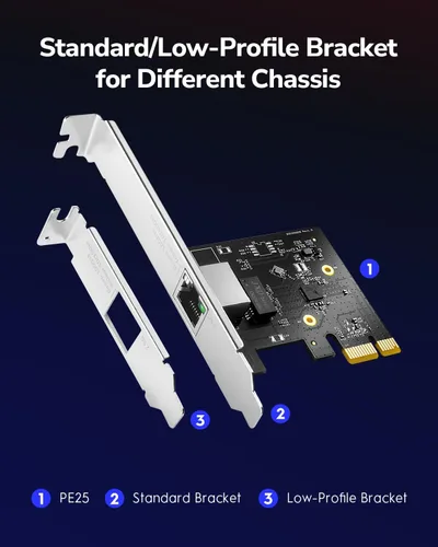 Vista 6 de Cudy Tarjeta de red PCIe Ethernet 2.5G de bajo perfil con soporte WOL, PE25