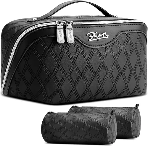 Vista 13 de BOYATU Bolsa de maquillaje de viaje para mujer: 3 en 1 modular con estampado de leopardo para viajes de 3 a 15 días - Neceser impermeable de cuero