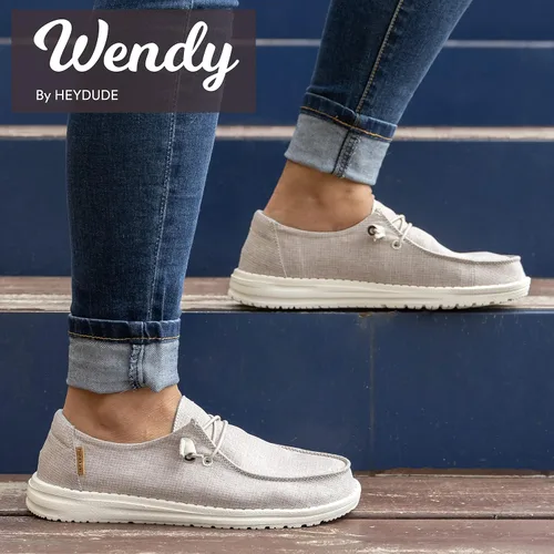 Vista 2 de Hey Dude - Mocasines Wendy de tela chambray para mujer