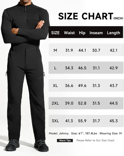 Vista 7 de ISEEGZ Pantalones de senderismo para hombre, para nieve, esquí, senderismo, invierno, forro polar, impermeable, aislante, cremallera, pierna inferior
