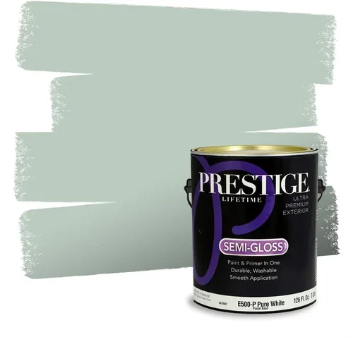 Vista 200 de Prestige Paints - Pintura exterior e imprimación en uno, 1 galón, plano, compatibilidad comparable con el color menta «Whipped Mint» de Behr