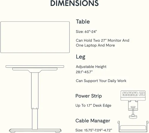 Vista 75 de FLEXISPOT EN2 Escritorio de pie de una pieza completa con regleta de alimentación de abrazadera, escritorio eléctrico de altura ajustable de 40 x 24