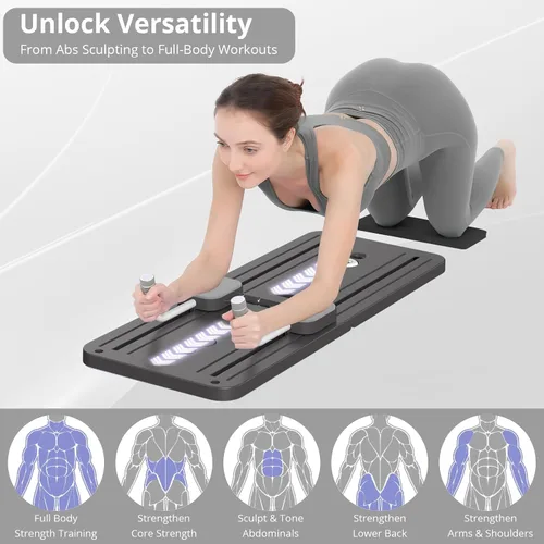 Vista 3 de JANUA Pilates Board - Pilates Reformer Set, Multi-Purpose Foldable Pilates Reformer Board for Home, 5 in 1 Pilates Sliding Board