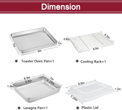 Vista 2 de TeamFar Sartenes para horno tostador, juego de utensilios para hornear