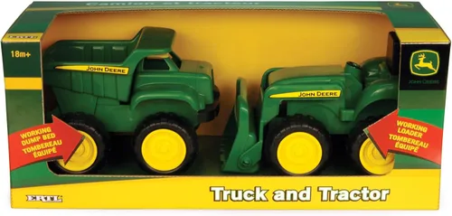 Vista 9 de TOMY - Juego de vehículos John Deere – Incluye camión volquete y tractor de juguete con cargador para caja de arena, juguetes para exteriores