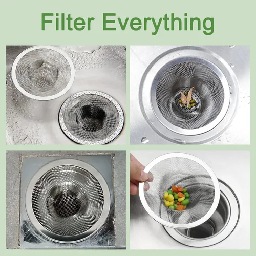 Vista 7 de 50 coladores de malla para fregadero, 2.75 pulgadas superior/1 pulgada de acero inoxidable, trampa de filtro de cesta inclinada, colador de drenaje