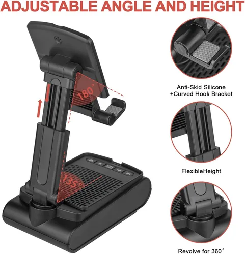 Vista 5 de Regalos para hombres, soporte para teléfono celular con altavoz Bluetooth inalámbrico, sonido envolvente HD para el hogar y al aire libre