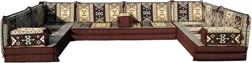 Vista 53 de arabicsofa Sofás seccionales en U hechos a mano – Asientos tradicionales en el suelo estilo Jalsa árabe