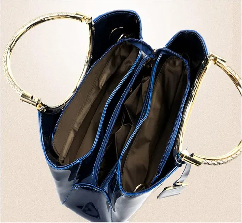 Vista 3 de Bolsos de mano para mujer, con asa superior, de charol, bolso de noche, para bodas, compras, citas, trabajo