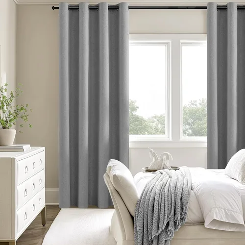 Vista 109 de ChrisDowa Cortinas 100% Opacas de Abedul Sólido de 45 Pulgadas de Largo, 2 Paneles para Dormitorio y Sala de Estar, Estilo Granja Oscurecedoras