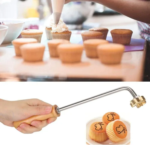 Vista 3 de Hierro de marca de madera personalizado, sello ardiente personalizado para proyectos de horneado de pasteles de papel de madera de cuero