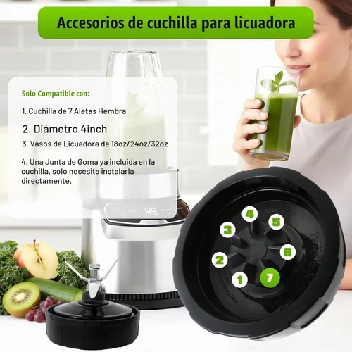 Vista 5 de Conjunto de cuchilla extractor de cuchilla mezcladora de 7 aletas para Ninja BL685 30, BL687CO 30, CT640C, CT641, CT680, CT680SS, CT680SSCCO